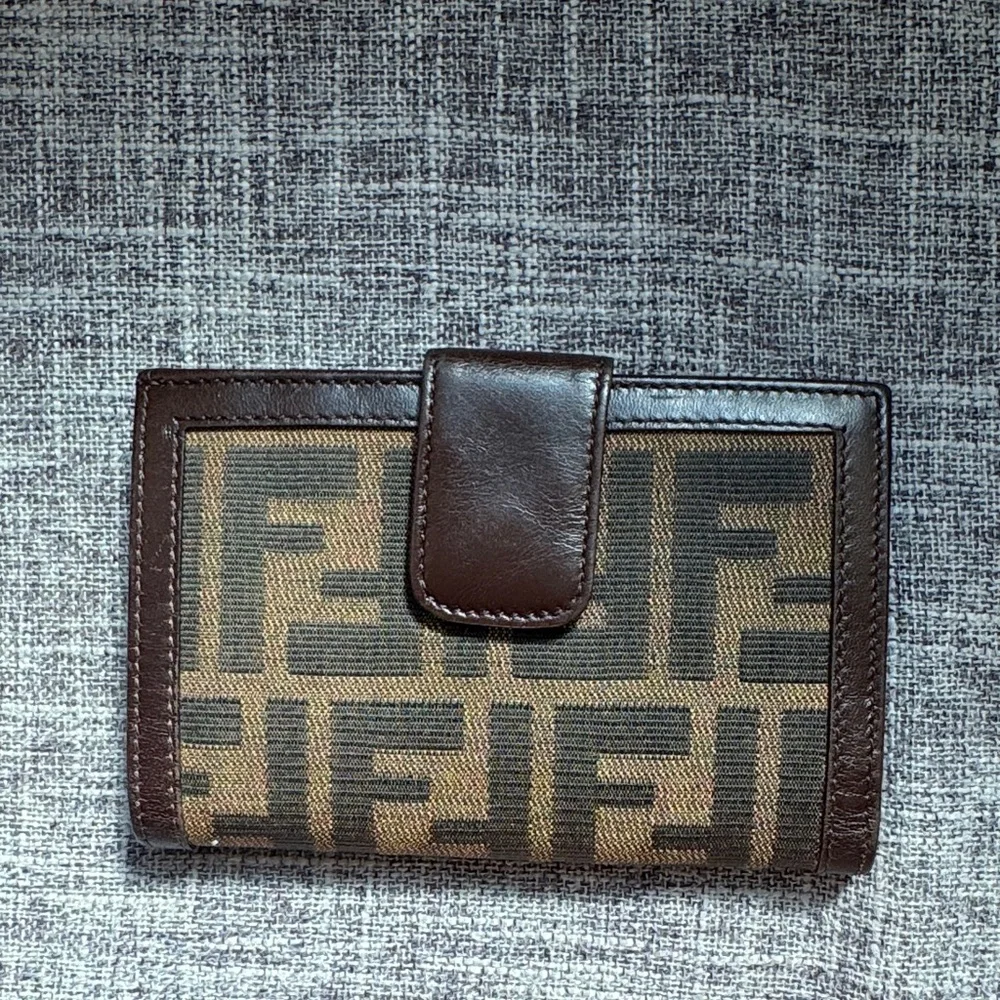 Fendi Compact Brown Leather Wallet